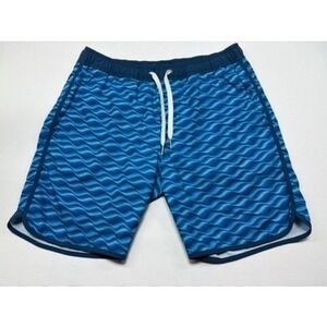 Fair Harbor Mens Swim Trunks Size S Blue Wave Print Elastic Waist Drawstring